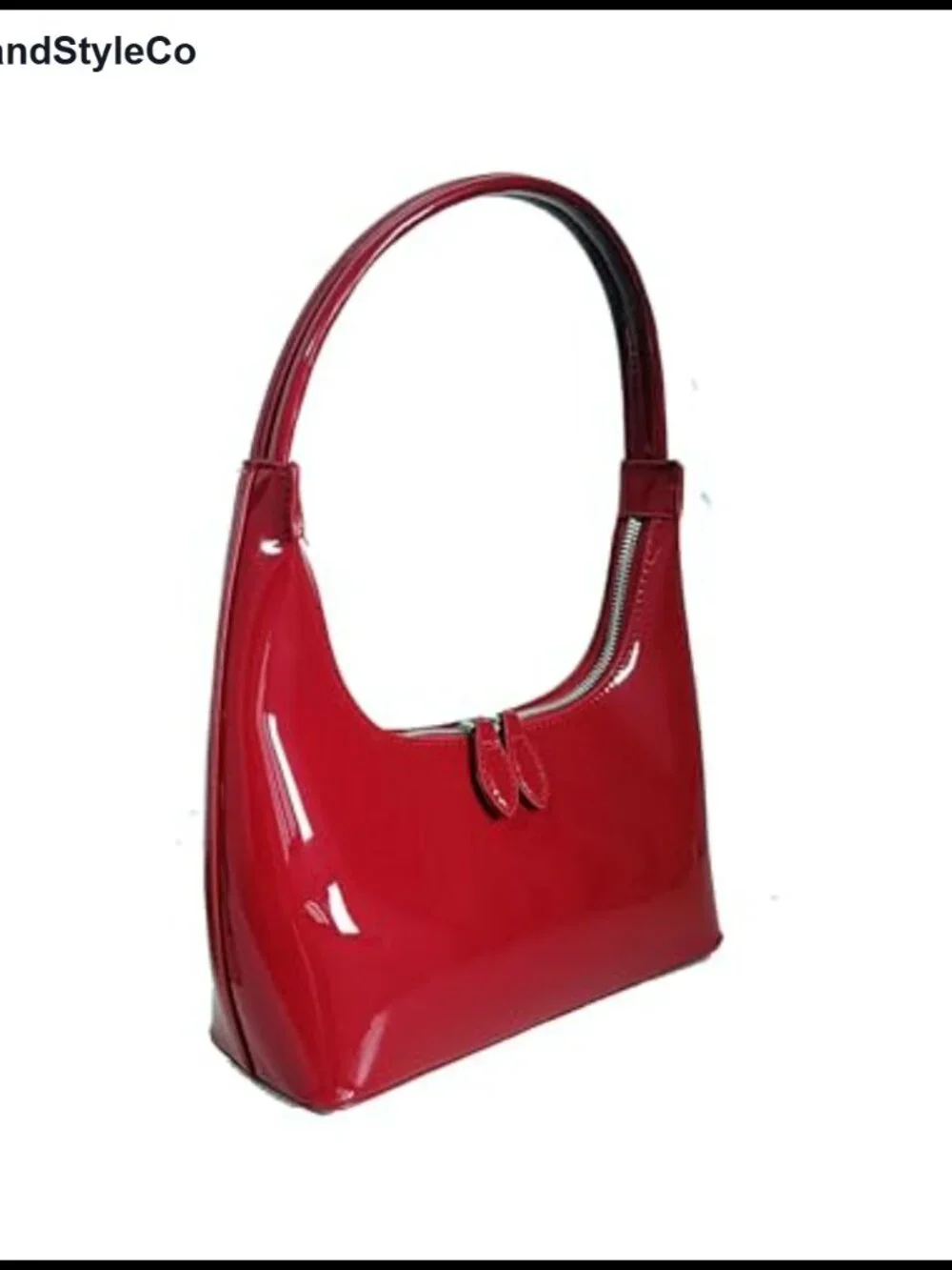 Red Faux Leather Hobo Bag with Zipper Closure